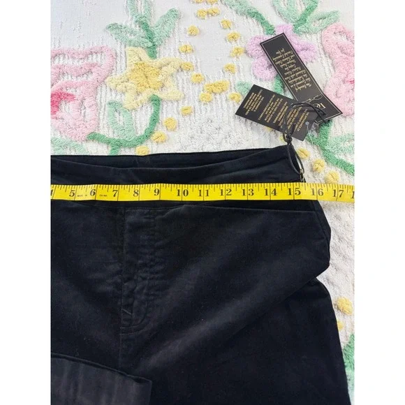 DG2 Diane Gilman Black Velvet Moleskin Wide Leg Trousers Pants Size 8 NWT - Picture 3 of 7